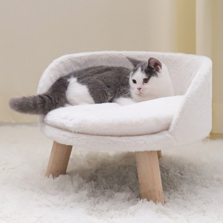 Bingopaw 강아지 고양이 쇼파의자 침대 방석 폭신 방수 매트 펫소파 ,화이트 60CM
