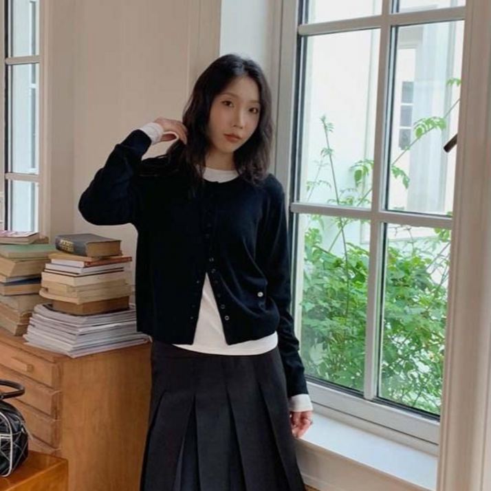 스멜모리 여성 소프트 라운드넥 가디건 간절기 루즈핏 니트 가디건 FREE