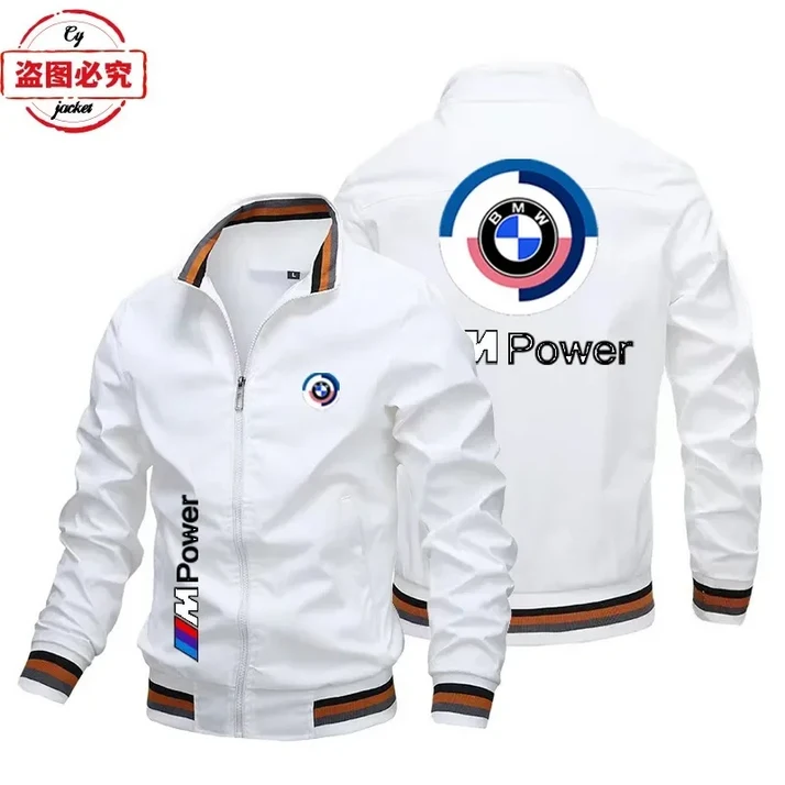 BMW 오토바이 로고 프린트 레이싱 슈트 탑 스탠드 칼라 자켓 MPower 남자 팀 사이클링 작업복