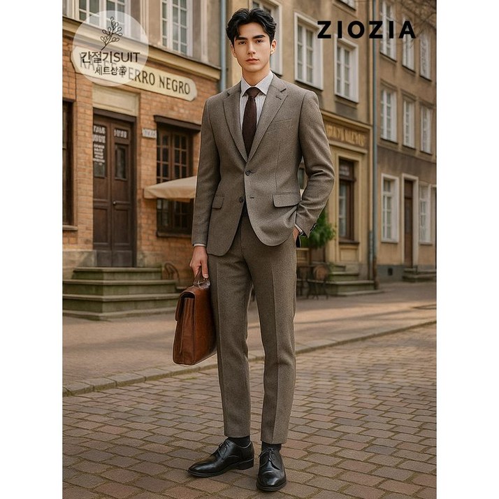 지오지아 울혼방 다크베이지 미라클 정장세트 ABD3SB1203 ABD3SP1203 DBE