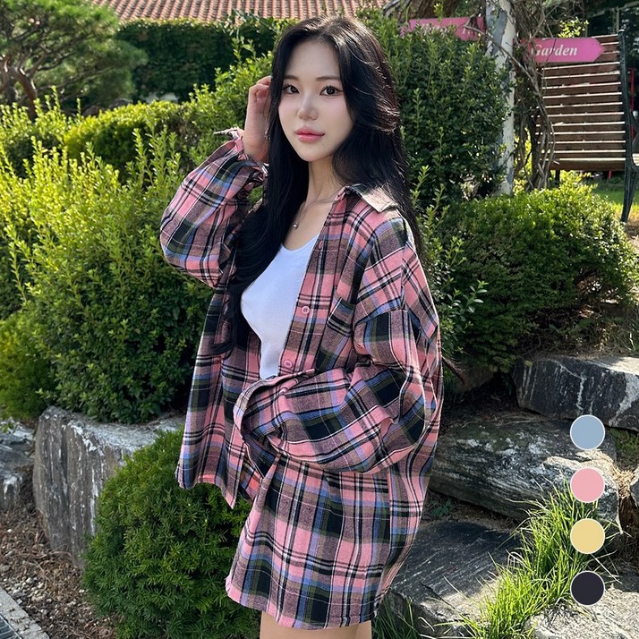 스타일모먼트 여성 체크남방 빅사이즈 여성의류 체크셔츠