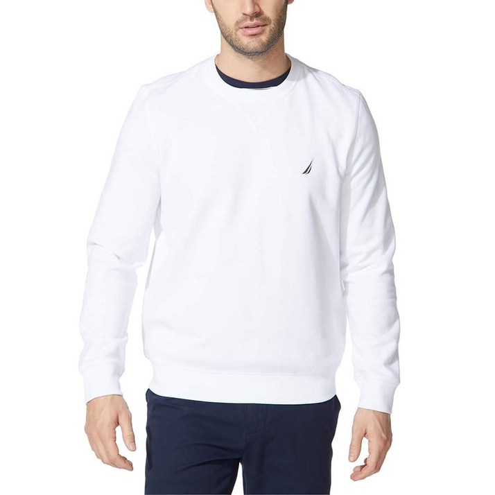 Nautica 남성용 베이직 크루 넥 플리스 스웨트셔츠 네이비 L