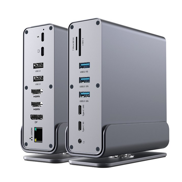 15 in 1 USB C타입 멀티포트 허브 독 썬더볼트 확장 4K HDMI 도킹 스테이션, 1개