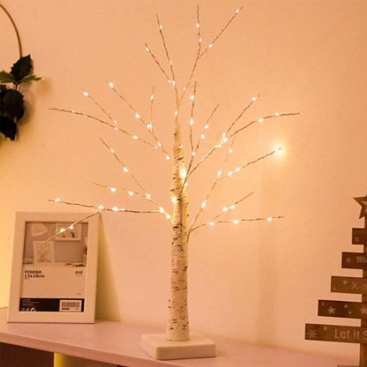 크리스마스 조화 장식 무드등 LED 자작나무 전구 트리 세트, 단일색상 7776193074