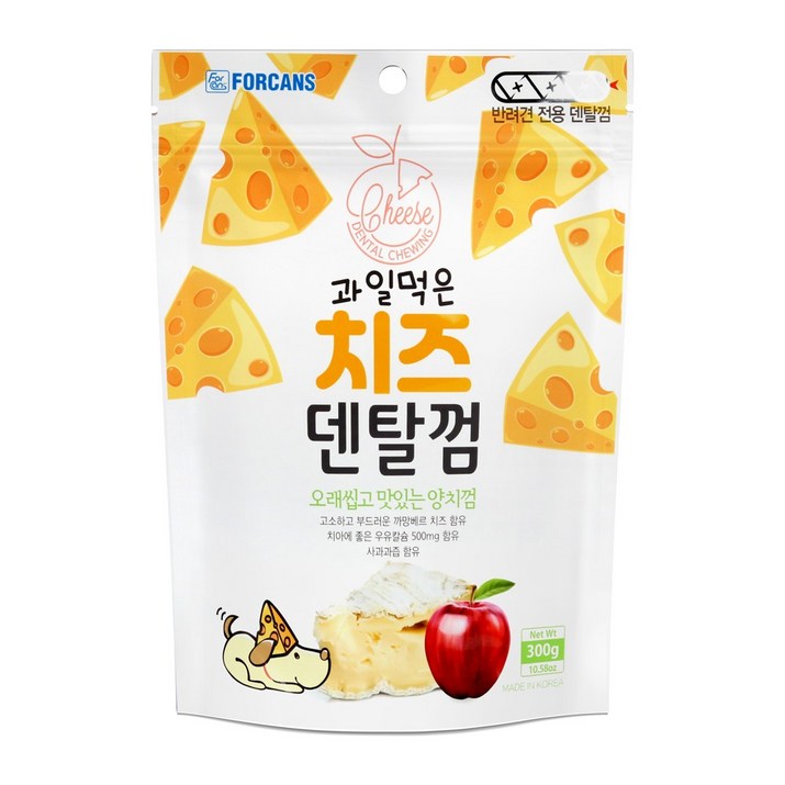 치즈덴탈껌 사과맛 300g 포켄스 강아지껌, 단일상품, 300g, 1개