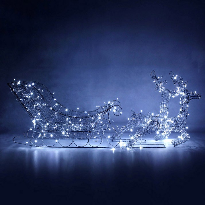 리아케이알 대형 눈사람 산타 사슴장식 크리스마스 매장장식, 5.LED실버사슴썰매 1211474