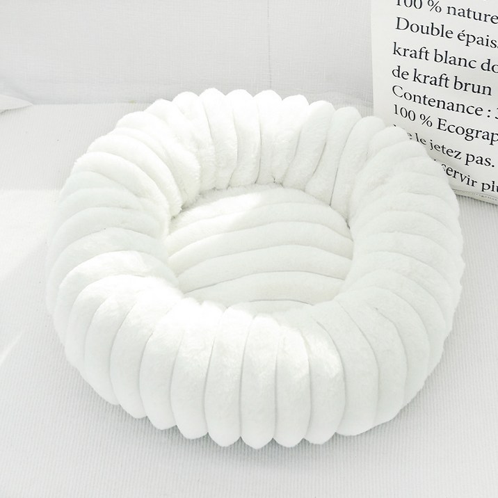 허니버블 반려동물 포근한 스트라이프 꿀잠 원형 방석 쿠션