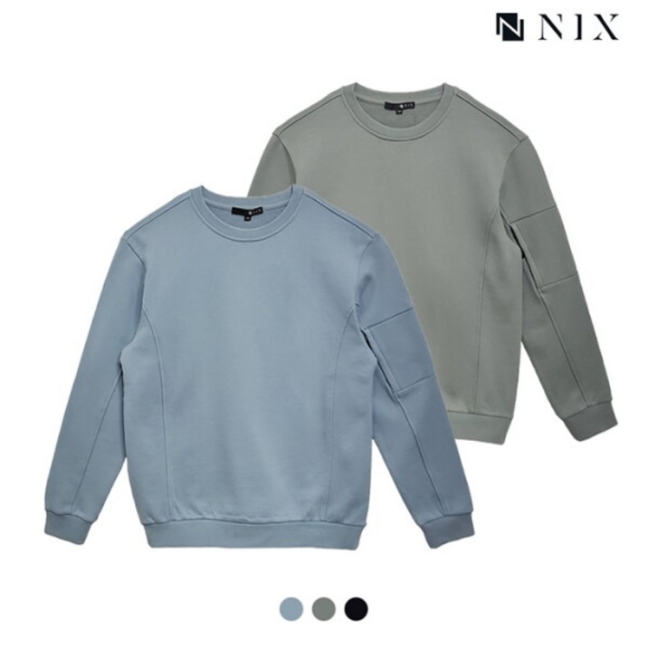 [닉스] [NIX]남) 절개 소매 지퍼 워싱 맨투맨(FNQSCTM152P)