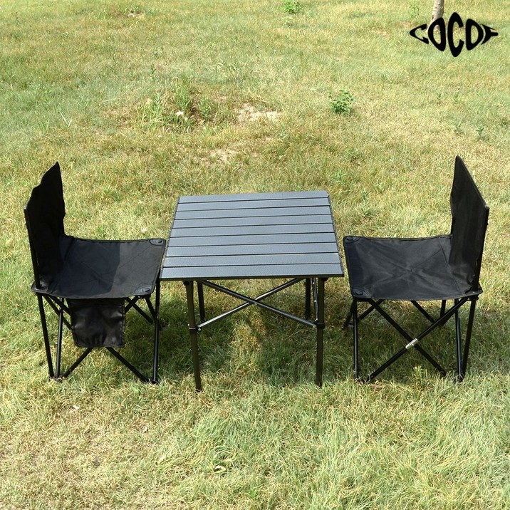 코코프 캠핑 의자테이블 세트 경량 접이식 의자 테이블, 블랙 6681193943