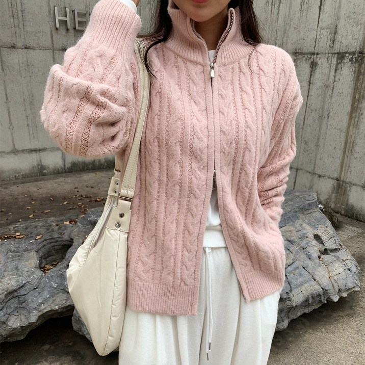 미아마스빈_크림라떼 케이블 집업