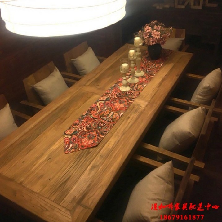 북유럽 고목 식탁 카페 레스토랑 긴 테이블