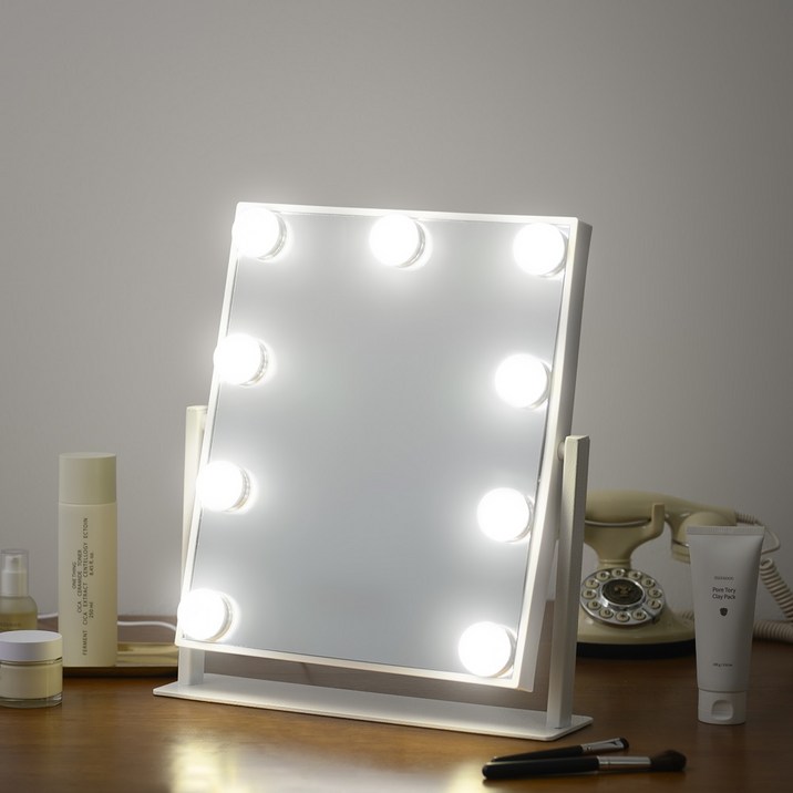 나쥬랑 메이크업 거울 LED 무선 조명 화장 거울, 화이트 7638665353
