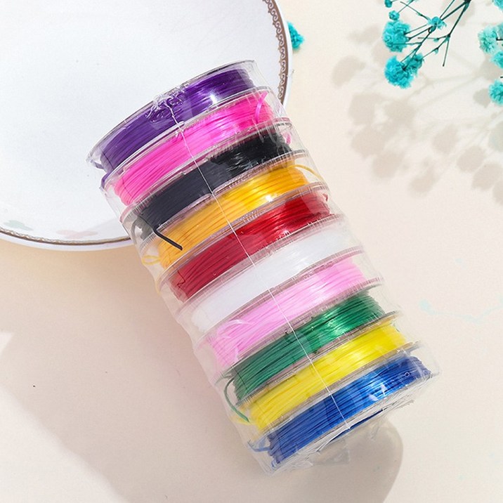 10컬러 늘어나는 탄성줄 0.8mmX10M 스판덱스줄 우레탄줄