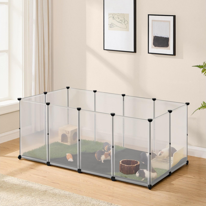 SONGMICS 반려동물 울타리 조립식 튼튼한 안전한 실내용 울타리 펜스, 1개, 투명