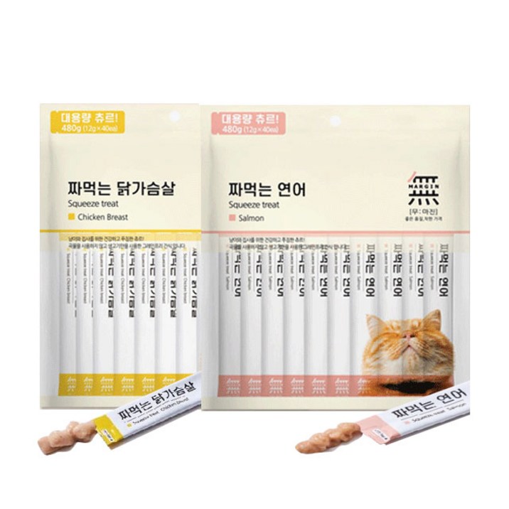 바우와우 무마진 짜먹는 고양이츄르, 연어, 480g, 1개
