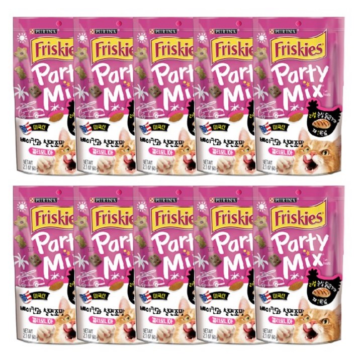 퓨리나 파티믹스 캘리포니아(리얼치킨&베이컨과 칠면조 맛(60g ), 60g, 10개