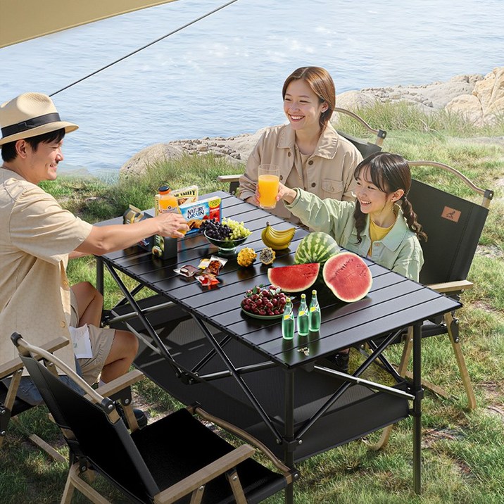 AORAN 접이식 캠핑 테이블 대형   탄소강 질감