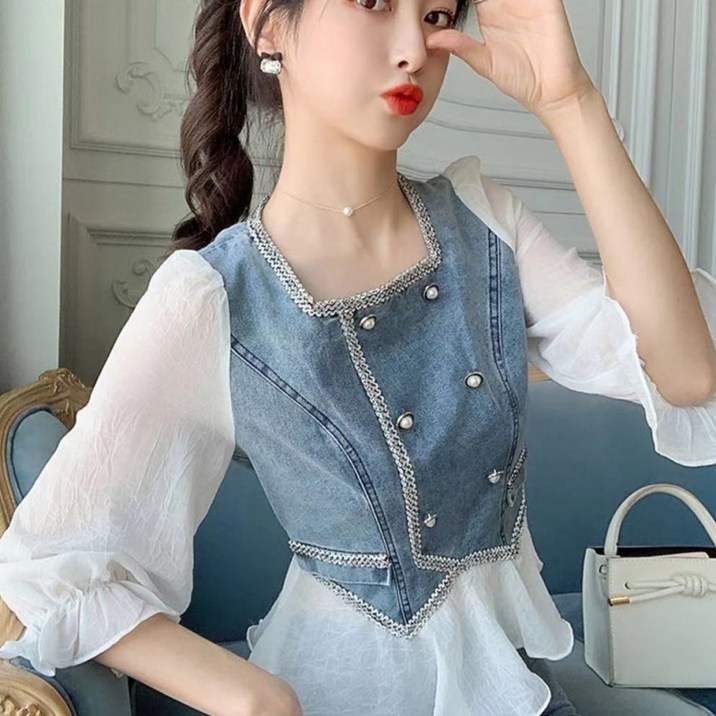 choyur 여 봄여름 데님 스커트 투피스 패션 스커트 세트GJL002