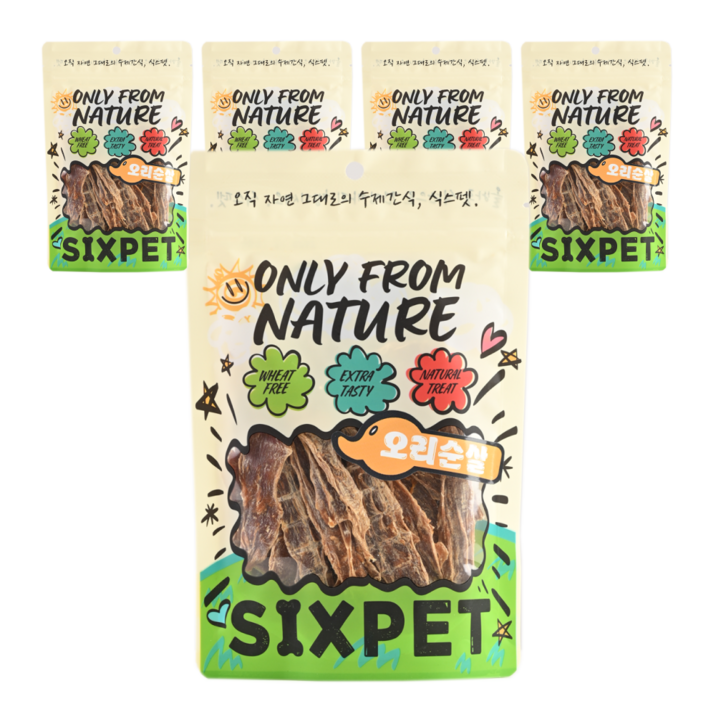 식스펫 강아지 수제간식, 5개, 60g, 오리순살