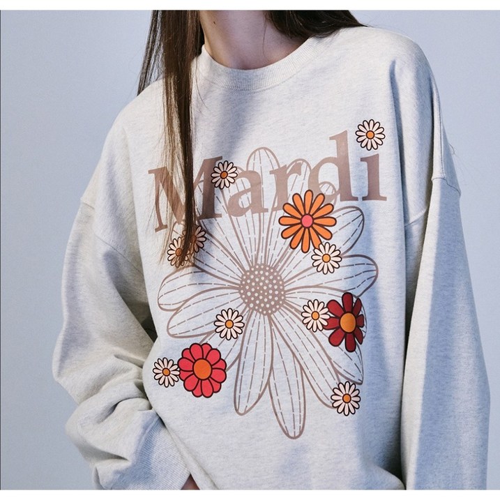 마르디 메크르디 꽃무니 스위터 회색 FREE 사이즈 SWEATSHIRT FLOWERMARDI BLOSSOMOATMEAL TAUPE