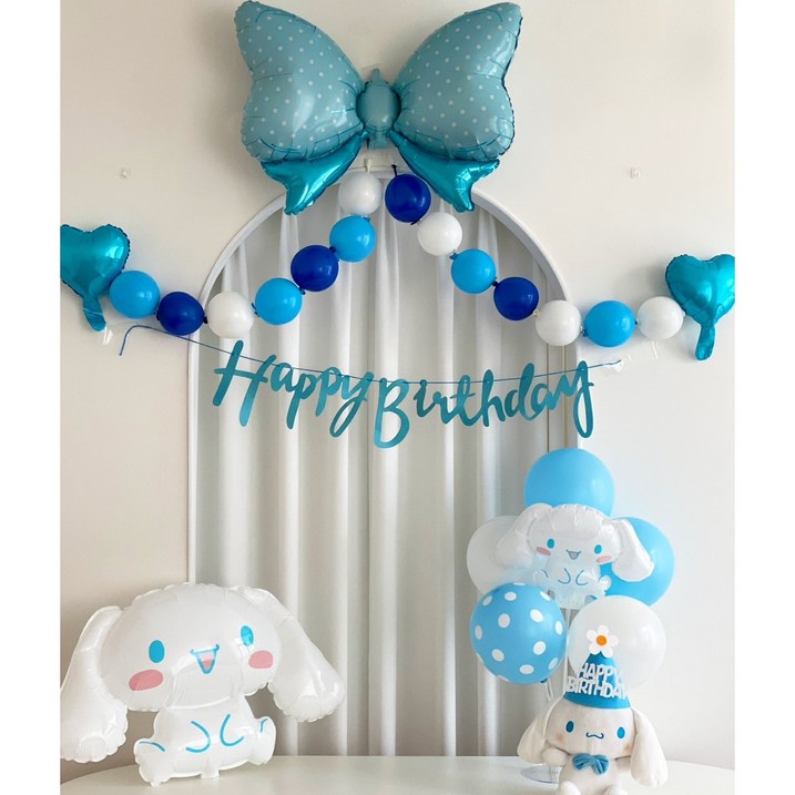 산리오 시나모롤 풍선 생일풍선 파티세트, 1개, 블루