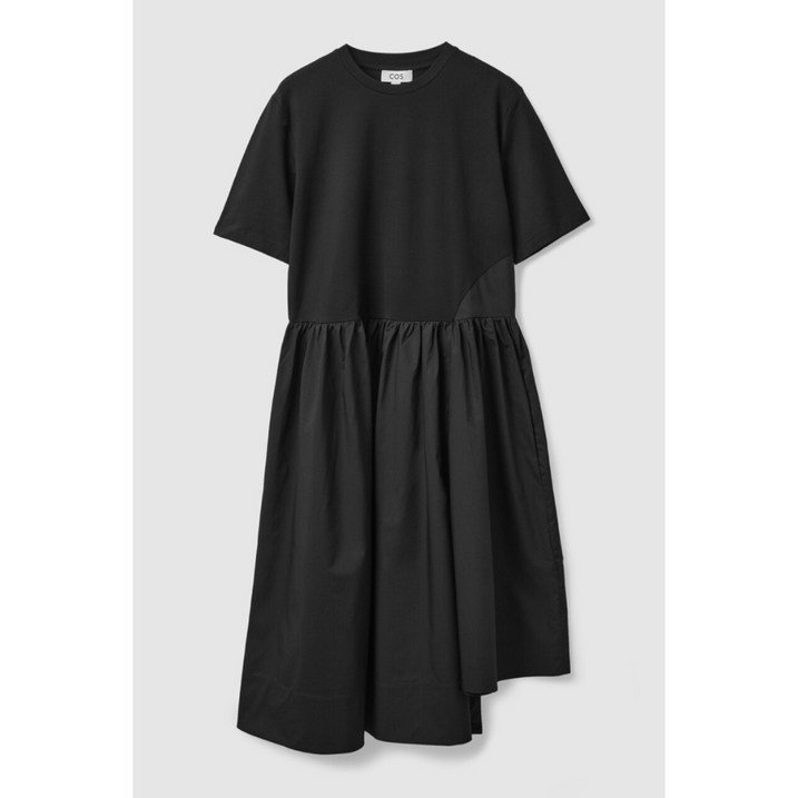 COS코스 여성 원피스 캐주얼 불규칙 티셔츠 드레스 A라인 스커트 블랙 1031499001 - 투데이밈