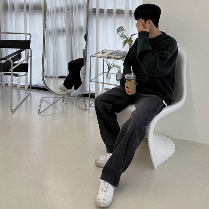 망고냥 남성용 데일리 와이드 데님 팬츠 망고냥 남성용 데일리 와이드 데님 팬츠