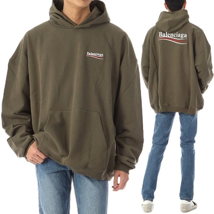 BALENCIAGA 명품 폴리티컬 캠페인 로고 자수 오버핏 후드티 620973 2463