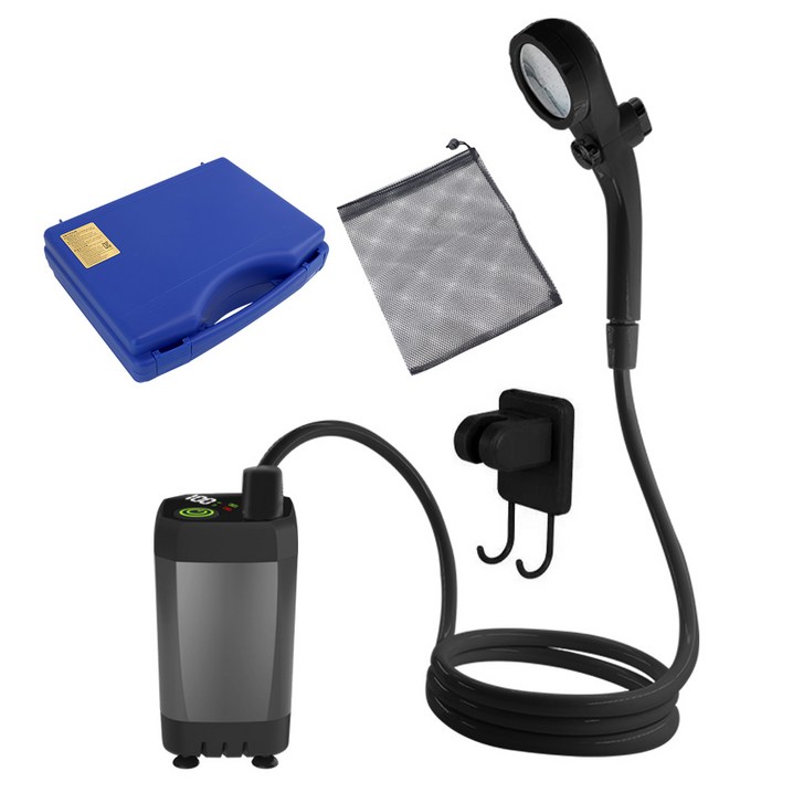 HK.sell 수온표시 충전식 휴대용 캠핑 샤워기, 회색, 1개