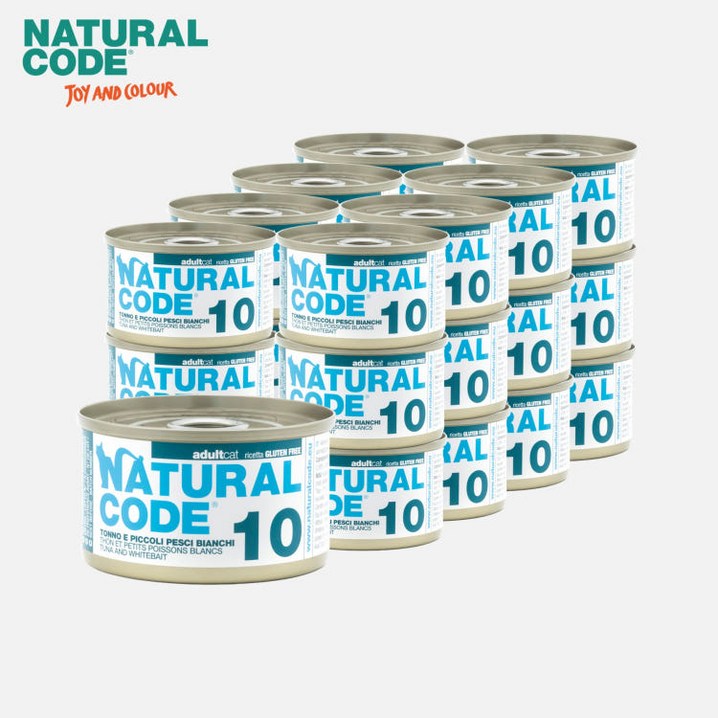 내추럴코드 10 이탈리아 고양이 캔 습식사료 참치와 흰살생선, 24개, 85g, 10 참치와흰살생선