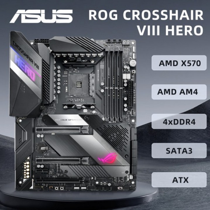 ASUS CROSSHAIR VIII HERO 마더보드 AMD X570 칩셋 CPU Ryzen 5000 시리즈 데스크탑 프로세서 지원 DDR4 12