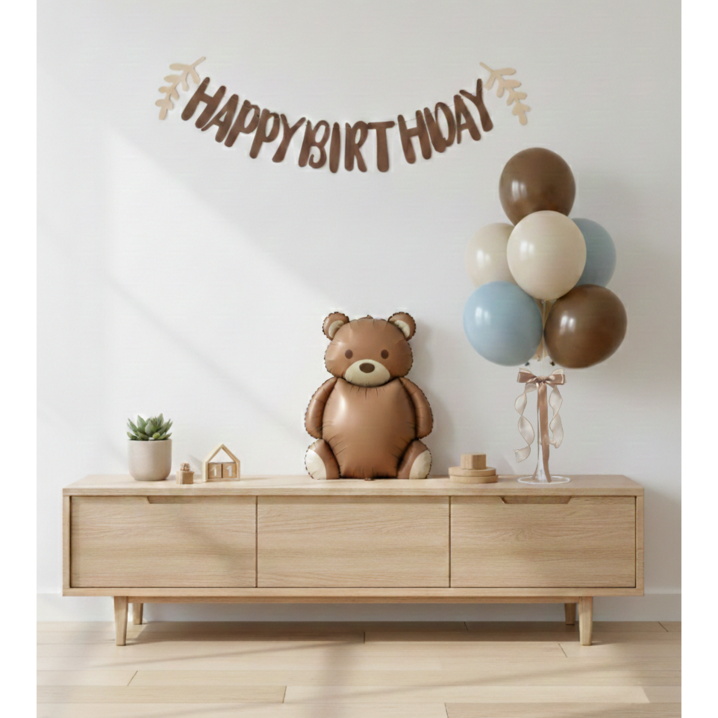 크레샤 앤틱 곰돌이 생일 파티 풍선 세트 가랜드 포함