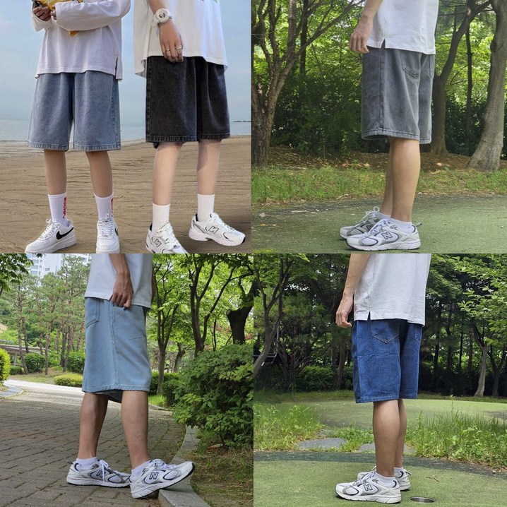 에코머스 데님 버뮤다 밴딩 반바지 청반바지 버뮤다 청 팬츠