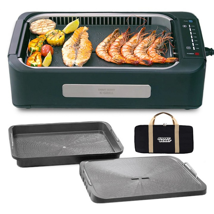 스마트베리 케이 그릴 본체  그릴팬  다용도 요리팬  전원선  전용 가방, SBGK01블랙