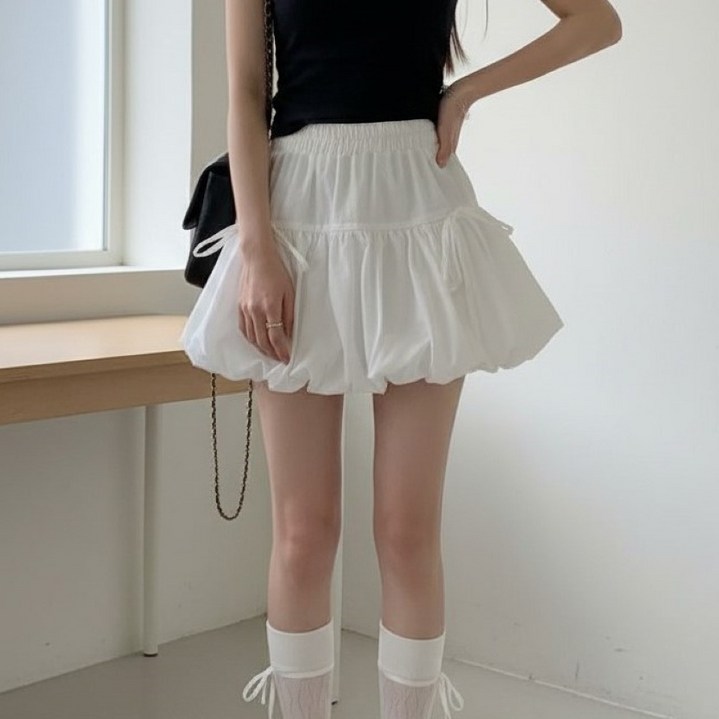 언헤브 여성용 스트링 벌룬 미니 스커트