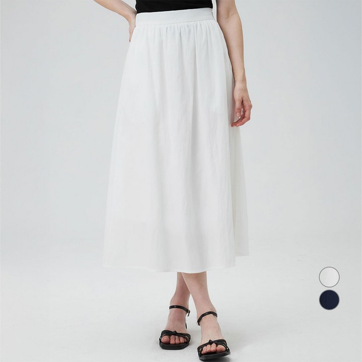 ELLEPARIS 여성용 하프밴딩 A라인 플레어 롱 스커트