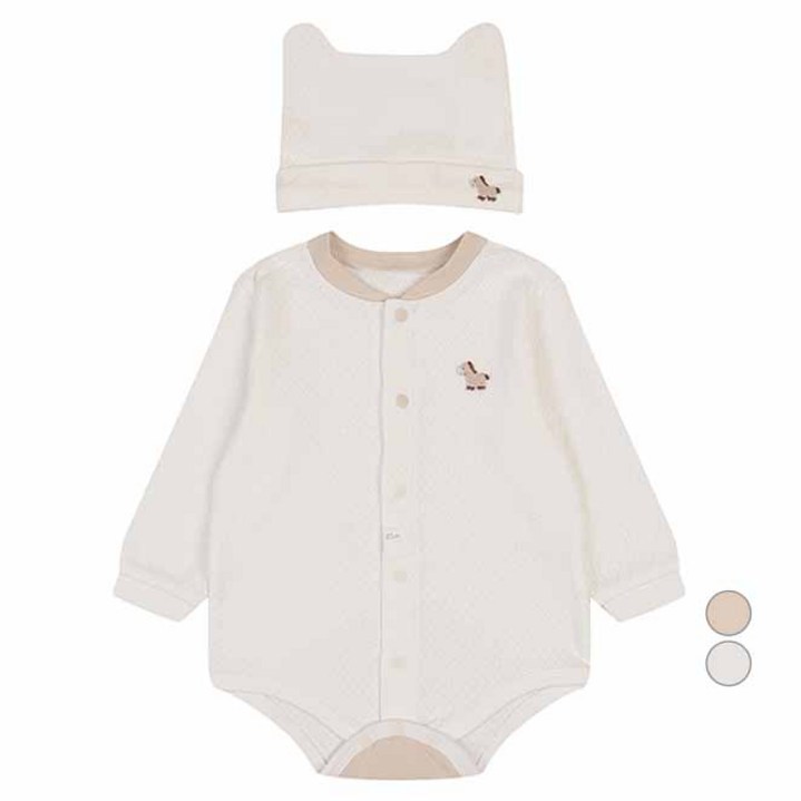 에뜨와 유아용 선물용 면 유네바디수트모자 세트 + 쇼핑백