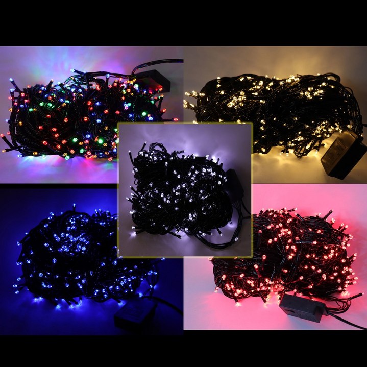 크리스마스트리 500구 흑색선 컬러풀 홈트너 줄조명 지네형 USB 나무 20색