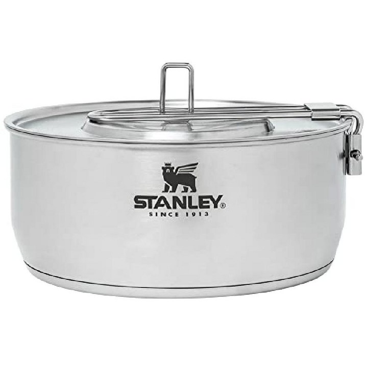스탠리 냄비 세트  스테인리스 스틸 냄비와 프라이팬이 포함된 4피스 캠핑 조리기구 식기 뚜껑 요리 액세서리 캠핑장용 야외 여행 키트 하이킹 등
