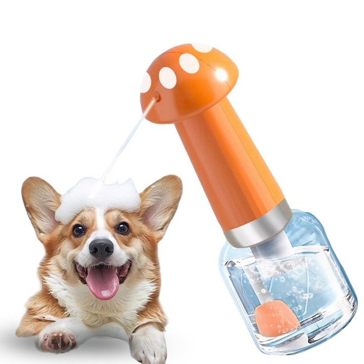 슈퍼인 고양이 강아지거품기 충전식 펫 목욕 자동 거품기, 1개, 오렌지