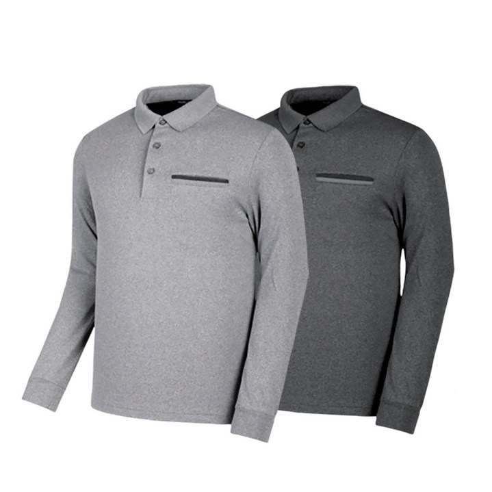 1+1 나인앤나인 포근한 스타일 주머니 있는 멜란지 기모 카라티 긴팔