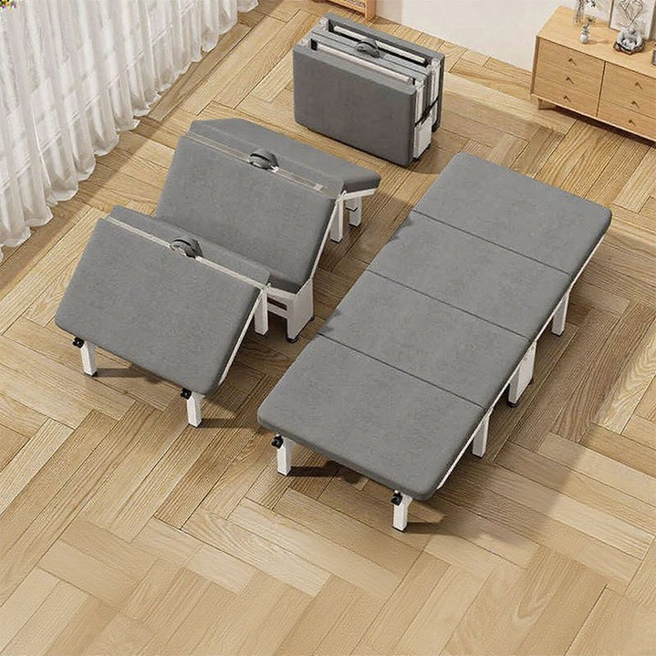SeekFun 접이식 침대  4단 접이 무설치 낮잠 간이 침대 휴대 편리 그레이 60/70/80cm