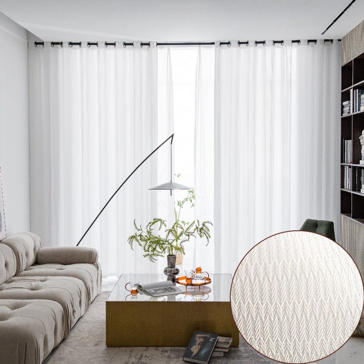 아일렛형 비침없는 도톰 쉬폰커튼  2장