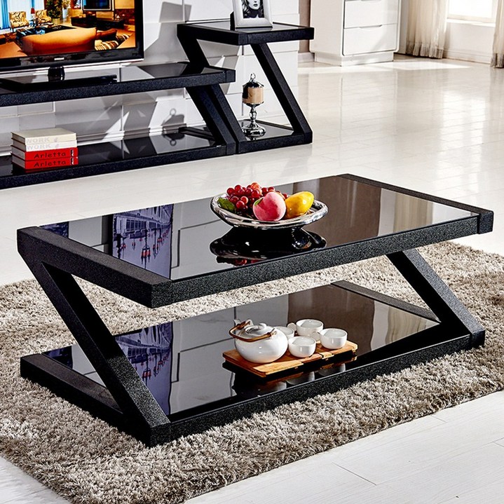 아우스 DZ 시리즈 거실테이블 쇼파테이블 티테이블 거실탁자 탁자, 블랙블랙 100cm