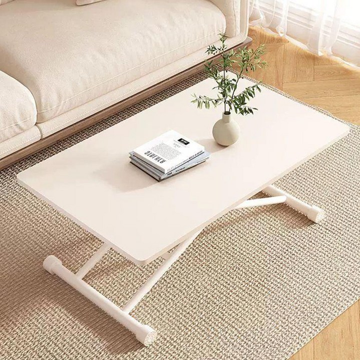 리빙앤굿즈 이동식 높이조절 테이블 접이식 스탠딩 리프트업 거실 쇼파, 화이트우드 1200 X 600