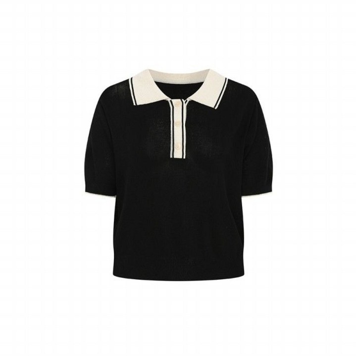 더틸버리 배색 버튼 칼라 풀오버 니트 TR8M1PO52W 885985