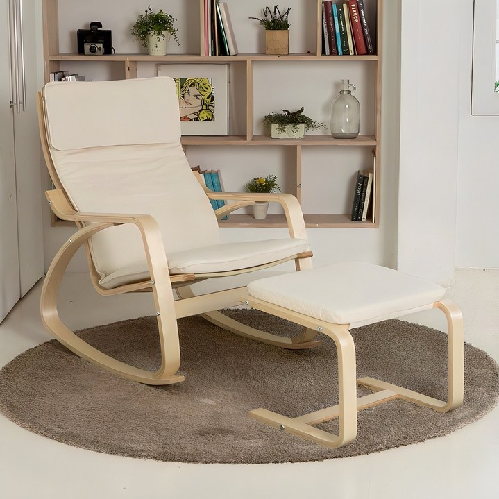 일루일루 실론 흔들의자풋스툴 세트 5컬러 1인용쇼파 릴렉스체어 안락의자, NATURAL 네추럴, 1개