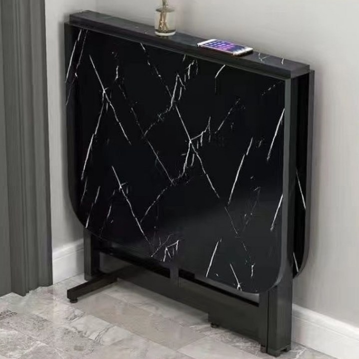 Tixpra 가정용 접이식 다용도 테이블 조절 가능 수납 고급 식탁, 6인용, 블랙