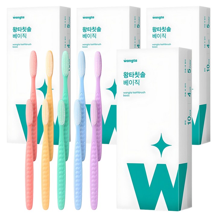 왕타 통칫솔 파스텔 세트, 10개입, 4개