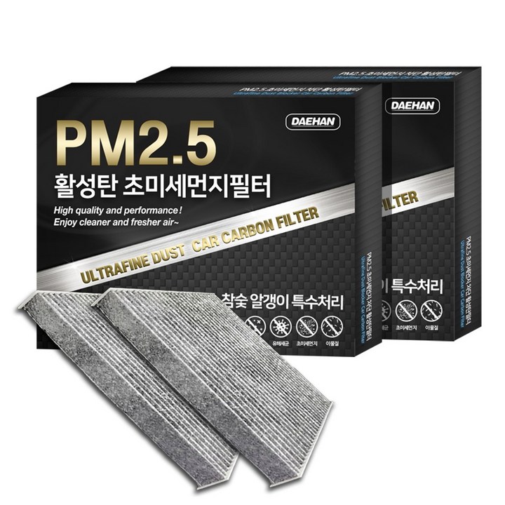대한 PM2.5 고효율 활성탄 자동차 에어컨필터 2개입, 2개입, 뉴스포티지스포티지R PC112